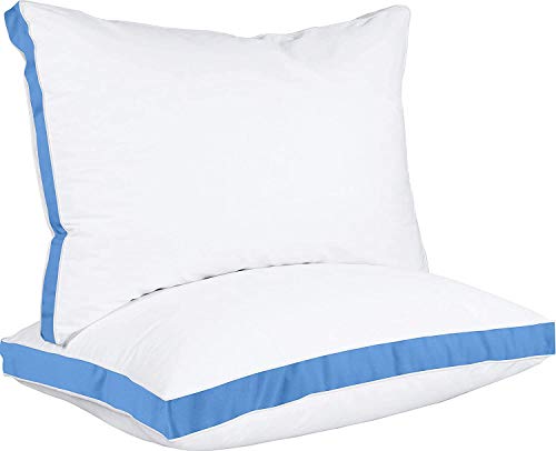 Utopia Bedding Almohadas 45 x 74 cm (2 Unidades) - Tejido de Mezcla de algodón con Relleno de poliéster 3D - Transpirable y Suave (Azul)