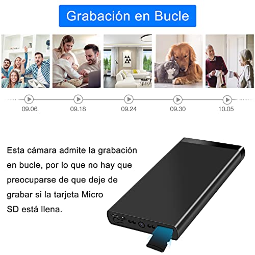 UYIKOO Camara Espia Oculta, 10000mAh Mini Cámaras Espías 1080P HD, Camara Seguridad con Visión Nocturna Detector de Movimiento 50 Horas de Grabación