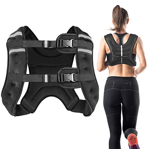 Vailge Chaleco lastrado, 2 kg/5 kg/10 kg, entrenamiento con pesas, chaleco de entrenamiento para fitness, entrenamiento de fuerza, correr, entrenamiento cruzado, desarrollo muscular (negro, 2 kg)