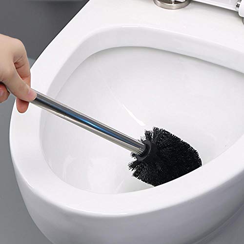 Valschen 3 pcs Escobilla WC, Escobillas de Baño WC, Cepillo para Inodoro Cepillo de Baño de Repuesto de Acero Inoxidable Negro