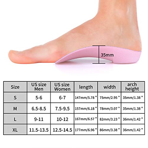 Valsole 3/4 Orthotics Shoe Insoles High Arch Supports and Deep Heel Cup Shoe Inserts, Relief Plantar Fasciitis, Flat Feet, Over-Pronation, Heel Spurs & Foot Pain (Men6.5-8.5/Women7.5-9.5)