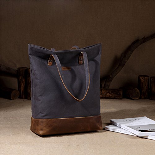 VASCHY Bolso Mujer Grande Shopper Bandolera para Portatil 15.6 Pulgadas Ordenador Impermeable Portadocumentos Bolsos para Universitarias Trabajo con Bolso Cartera Desmontable Gris