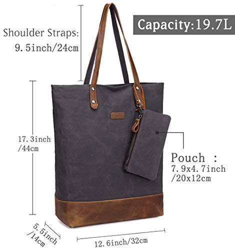 VASCHY Bolso Mujer Grande Shopper Bandolera para Portatil 15.6 Pulgadas Ordenador Impermeable Portadocumentos Bolsos para Universitarias Trabajo con Bolso Cartera Desmontable Gris