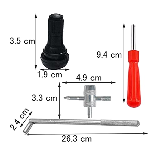 Vasemele Valvulas para Neumaticos 20 Piezas TR412 Vástago de válvula de Goma a Presión Vástago de Válvula de Neumático Sin Cámara con Tapas y Llave Inglesa con Herramienta de remoción para Neumáticos