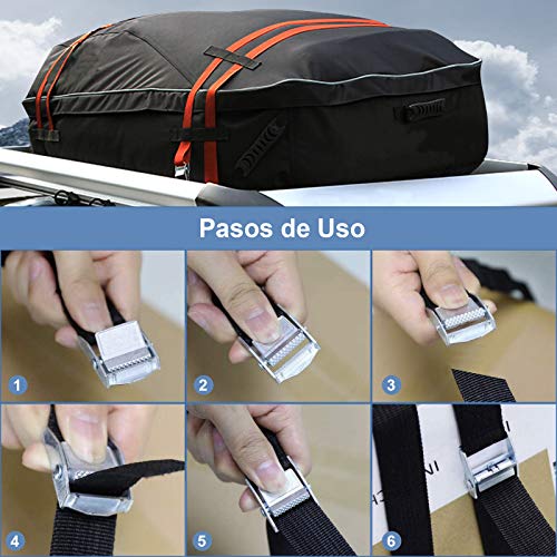 Vastar Correa de Amarre 6Pcs 2/3/5m - Cinchas de Amarre Cinchas para Portabicicletas, Baca Coche, Surf, Moto,Soportar 125 kg (4Pcs Negro 5m y 3m, 2 Pcs Naranja 2m)