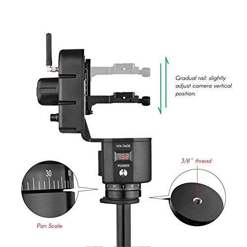 Vbestlife Cabezal de Cardán de Giro/Inclinación Motorizado de Aluminio de 360 ° con Control Remoto de 40-50m para Trípodes y Jibs. Admite Cámaras de hasta 3 kg.