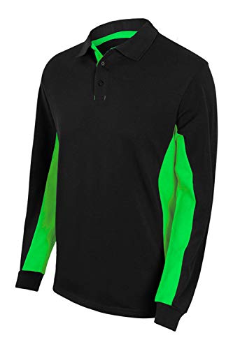 Velilla 105514 0/25 - NEGRO/VERDELIMA XL - Polo Bicolor De Manga Larga Negro Talla XL