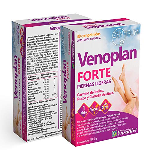 Venoplan Forte 30 Comprimidos| Piernas Cansadas| Piernas Ligeras| Castaño de Indias + Rusco + Centella Asiática| Ayuda a Mejorar la Circulación| Aquisana