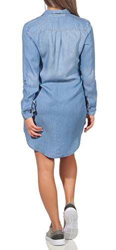 Vero Moda Vmsilla LS Short Dress Lt Bl Noos Ga Vestido, Azul (Light Blue Denim Light Blue Denim), 42 (Talla del Fabricante: Large) para Mujer