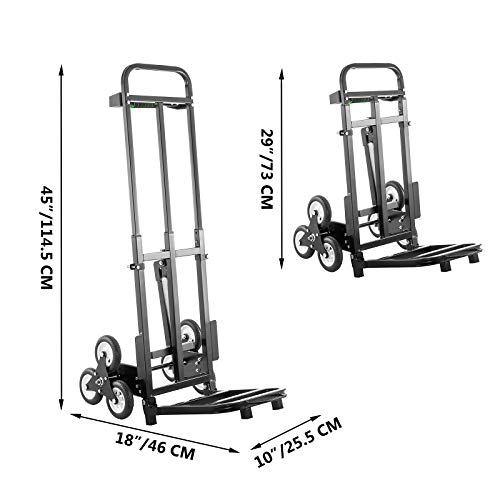 VEVOR Carro para Escaleras de 209 kg Portátil, Carretilla Manual Plegable 6 Ruedas de Goma Estables, Carrito de Transporte Elevada con Mango Ajustable 1145-730 mm con Cuerda de Sujeción