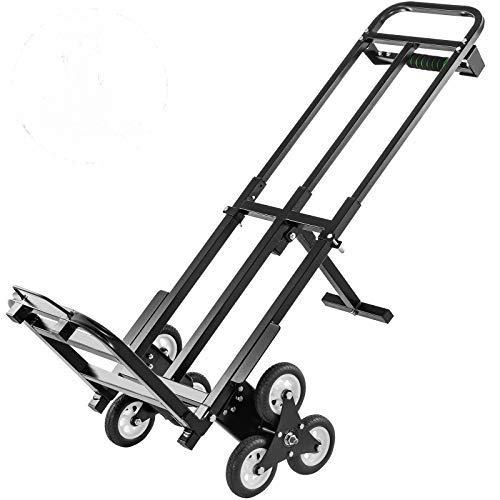 VEVOR Carro para Escaleras de 209 kg Portátil, Carretilla Manual Plegable 6 Ruedas de Goma Estables, Carrito de Transporte Elevada con Mango Ajustable 1145-730 mm con Cuerda de Sujeción