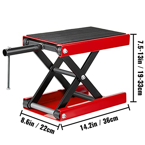 VEVOR Elevador de Tijera para Moto, 498,95 kg Elevador de Tijera, Plataforma de 36 x 22 cm Altura 19-33 cm Plataforma Elevadora para Motocicletas, Elevador de Tijera para Reparación de Motocicletas