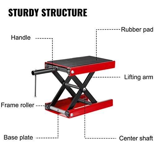 VEVOR Elevador de Tijera para Moto, 498,95 kg Elevador de Tijera, Plataforma de 36 x 22 cm Altura 19-33 cm Plataforma Elevadora para Motocicletas, Elevador de Tijera para Reparación de Motocicletas