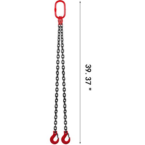 VEVOR Eslingas para cadena de elevación, 2 patas, 8 mm x 1 m, acero de 3.3 pies, 4 T/3995 kg, 5/16 pulgadas/8 mm, 3.3 pies, 1200 libras magnético levantador imán de elevación de 600 kg