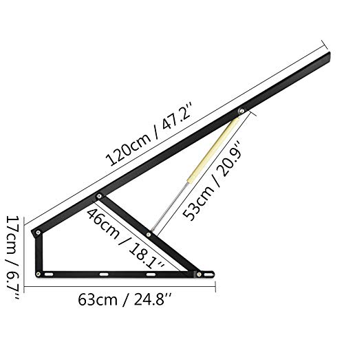 VEVOR Juego de Dos Bisagras para Canapé con Dos Resortes para Cama 1.5x1.8M de Largo Sistema de Elevación con Amortiguadores Bisagra para Canape Herrajes Cama Abatible Pistones para Canapes Negro