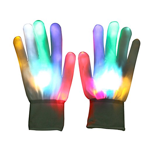 Vicloon Guantes con Iluminación LED,y 6-modos-LED Luz Fluorescente Guantes para Bailar Carnaval Concierto Halloween Party