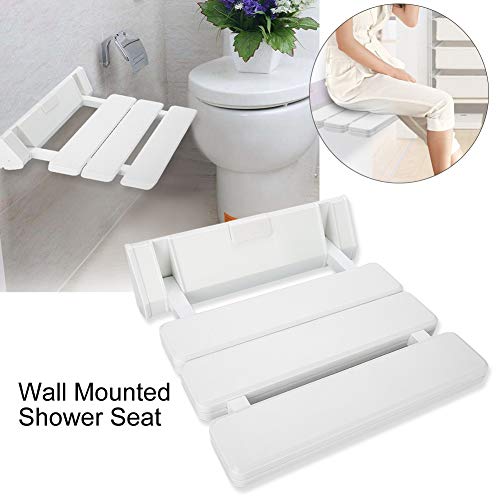 Victool Asiento de Ducha, Asiento de Ducha de Hoja abatible montado en la Pared Banco de baño Plegable para Sala de Sauna doméstica, Blanco