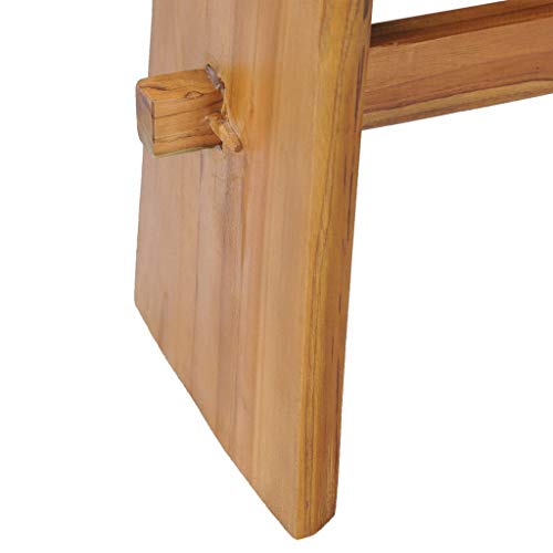 vidaXL Teca Taburete Bajo Madera Maciza Asiento Ergonómico Banqueta Diseño Oriental Rústica Mesita Noche Mesilla Banquito Baño Jardín Salón Marrón