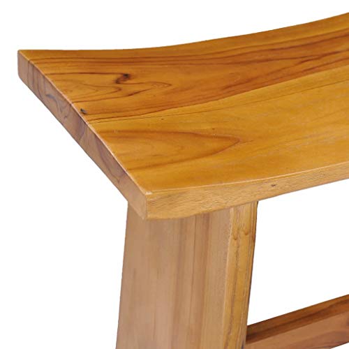 vidaXL Teca Taburete Bajo Madera Maciza Asiento Ergonómico Banqueta Diseño Oriental Rústica Mesita Noche Mesilla Banquito Baño Jardín Salón Marrón