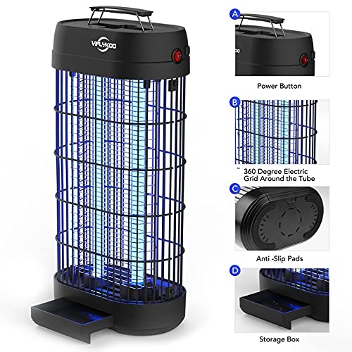 VIFLYKOO Lámpara Antimosquitos, 22W UV Lámpara Anti Mosquitos Destructora de Insectos eléctrica Sin químicos tóxicos,Trampas para Insectos Matamoscas Area efectiva 100㎡ para Interior ……