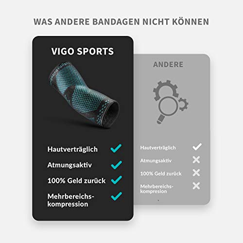 Vigo Sports Elbow Bandage lavable en máquina - Vendaje para codo de tenista anti-sudor para hombres y mujeres - Vendaje para codo para fitness - Vendaje para codo para hombres