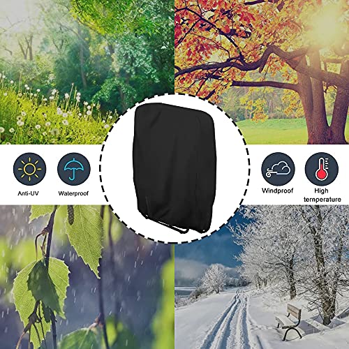 Viilich Funda para sillas plegables, 2 unidades, resistente al viento, a los rayos UV, resistente al agua, para sillas de conferencias, plegables, muebles de jardín, con bolsa de transporte (negro)