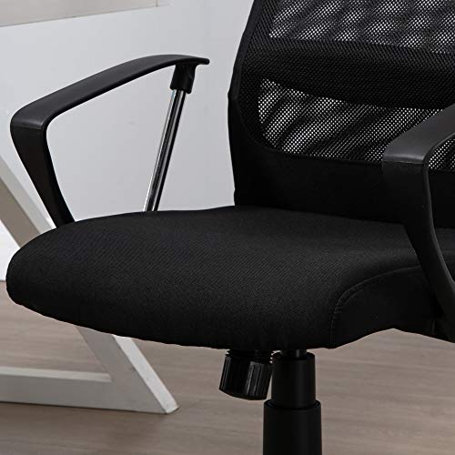 Vinsetto Silla de Oficina Ergonómica Silla de Escritorio Basculante Giratoria con Altura Ajustable del Asiento para Hogar Oficina 62x62x118-128 cm Negro