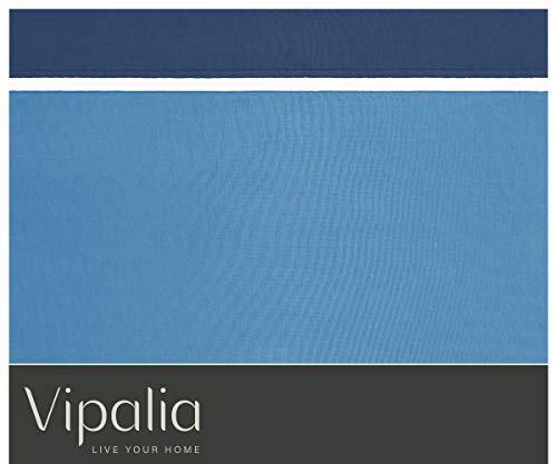 Vipalia Juego de Sabanas Bicolor Lisas 3 Piezas. 100% Poliester.Sabanas Encimera, Sabanas Bajera Ajustable y Funda Almohada. Lavables. Evoque. Color Azul Claro/Marino. Cama 135 cm