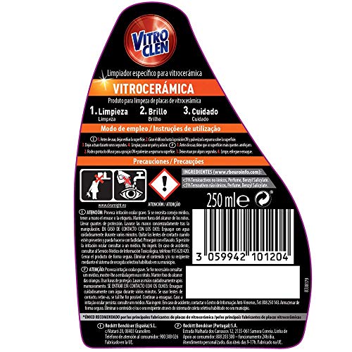 Vitroclen Limpiador Específico Para Placas De Vitrocerámica Pistola - 250 ml, Pack of 2