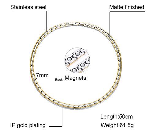 VNOX Acero Inoxidable Salud Magnética Terapia de Curación Collares para Cuello Artritis Migraña Dolores de Cabeza Hombro y Alivio del Dolor de Espalda