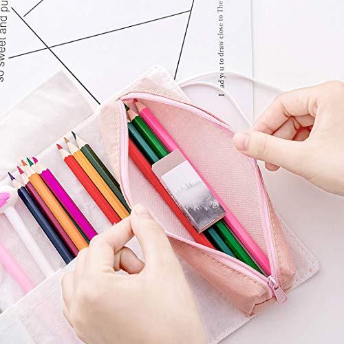 Vobony Estuche Enrrollado de Lona y Algodón Arrollable Bolsa de Lápiz de Colores Gran Capacidad Portalápices Cortina de Lápices de Dibujo Arte (#2)