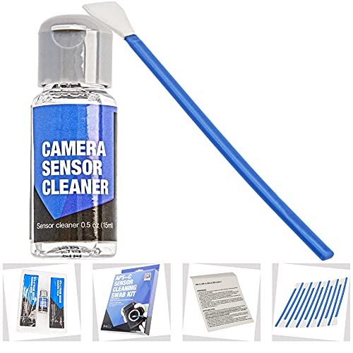 VSGO Kit De Limpieza De Sensor APS-C De La Cámara - 6 a 12 Limpiezas – 12 x Hisopos 16 mm - Libre De Polvo y Envasados Al Vacío - Limpiador Líquido