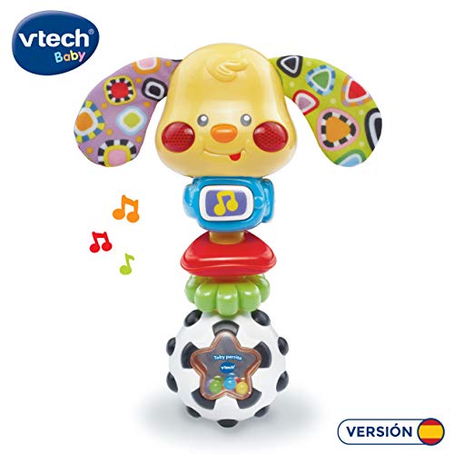 VTech- Toby Perrito Sonajero Electrónico con Luz Y Voz, Multicolor, Talla Única (3480-184722)