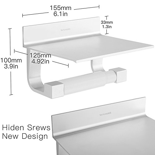 Wangel Portarrollo para Papel Higiénico, Pegamento Patentado + Autoadhesivo, Aluminio, Acabado Mate (Versión Actualizada)