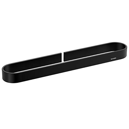 Wangel Toallero Barra Fijar Sin Taladro, Porta Toallas Baño 40cm, Pegamento Patentado + Autoadhesivo, Aluminio, Acabado Mate, Negro