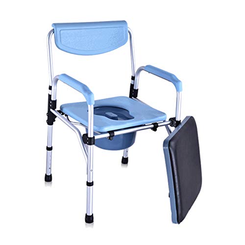 WANGXN Silla con WC O Inodoro,Silla de Noche Asiento de Inodoro con armazón de Inodoro, Altura Ajustable con Respaldo apoyabrazos Asiento y Cubo extraíbles fácil de Sacar