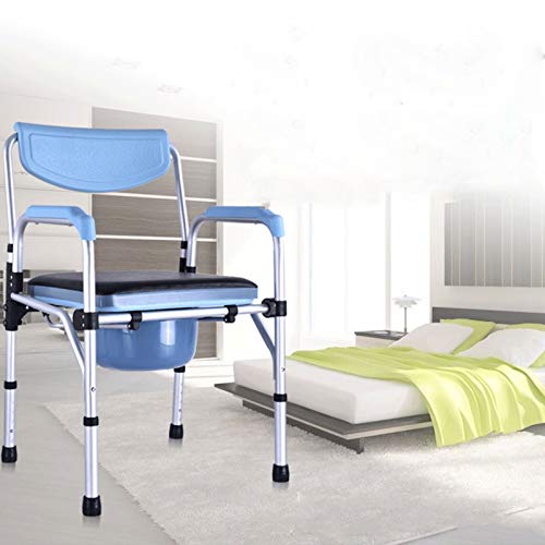 WANGXN Silla con WC O Inodoro,Silla de Noche Asiento de Inodoro con armazón de Inodoro, Altura Ajustable con Respaldo apoyabrazos Asiento y Cubo extraíbles fácil de Sacar