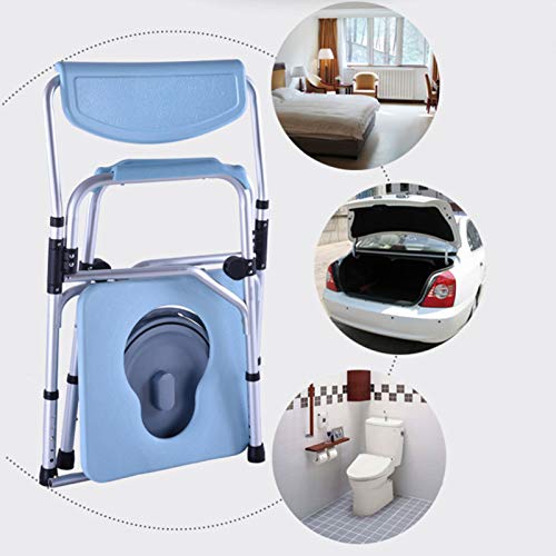 WANGXN Silla con WC O Inodoro,Silla de Noche Asiento de Inodoro con armazón de Inodoro, Altura Ajustable con Respaldo apoyabrazos Asiento y Cubo extraíbles fácil de Sacar