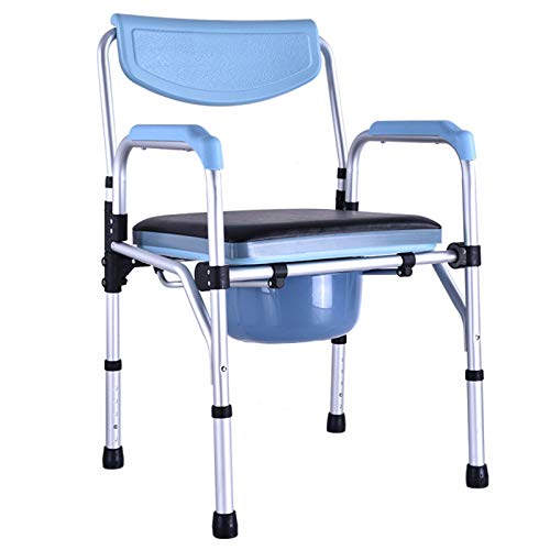 WANGXN Silla con WC O Inodoro,Silla de Noche Asiento de Inodoro con armazón de Inodoro, Altura Ajustable con Respaldo apoyabrazos Asiento y Cubo extraíbles fácil de Sacar