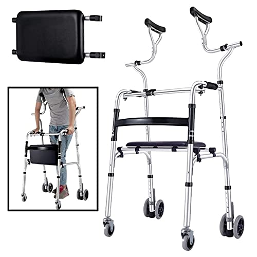 WANGXNCase Andadores para Personas Mayores con Soporte axilar y Ruedas, Andador Ligero para Adultos de Altura Ajustable, Ayuda de Movilidad de Aluminio Plegable