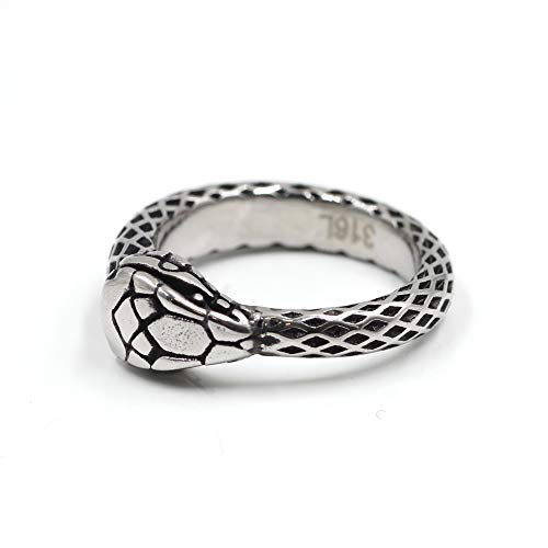 WARRIOR Ouroboros Anillo Hombre y Mujer Ouroboros Serpiente Infinita Estilo Símbolo del Renacimiento en Joyería de Acero Quirúrgico 316L(7)