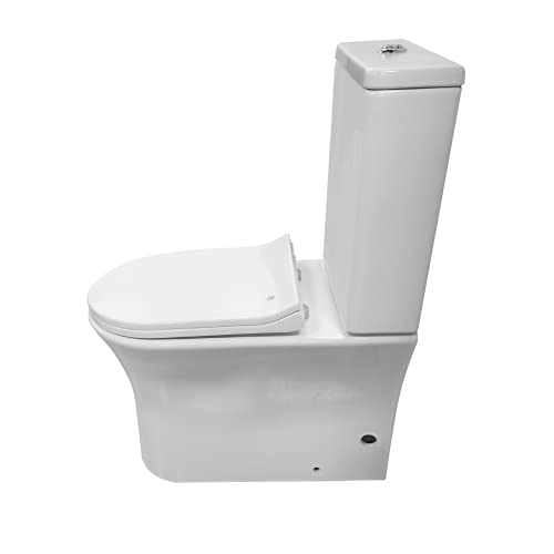 Wc Inodoro Compacto Adosado a pared | Fondo reducido | Sistema Rimless | Salida Dual | Asiento con caída Amortiguada