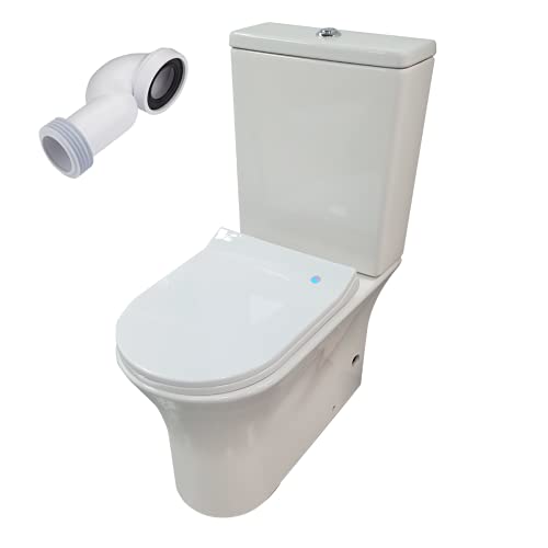 Wc Inodoro Compacto Adosado a pared | Fondo reducido | Sistema Rimless | Salida Dual | Asiento con caída Amortiguada