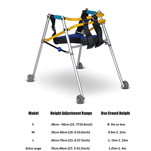 WEIJINGRIHUA Andador Alto para Ancianos Rehabilitación Infantil Andador Walker, Ligero Plegable Walker Drive, Movilidad Kids Andadores con Acolchado Asiento y Ruedas (Size : 72/82CM)