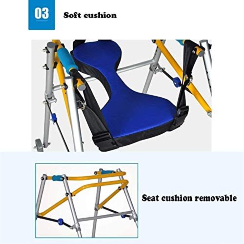 WEIJINGRIHUA Andador Alto para Ancianos Rehabilitación Infantil Andador Walker, Ligero Plegable Walker Drive, Movilidad Kids Andadores con Acolchado Asiento y Ruedas (Size : 72/82CM)