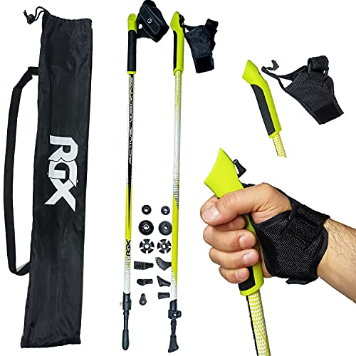 WeLLIFE Bastones Nordic Walking ajustables de aluminio, ultraligeros, empuñadura de EVA y puño con sistema de bloqueo rápido telescópico para senderismo y trekking