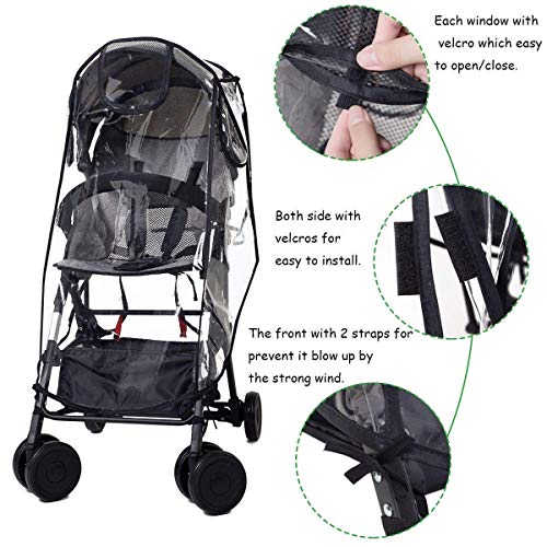 Wemk Protector de Lluvia para Silla de Paseo, Cubierta de Lluvia para Cochecitos, con 3 Ventanas de Ventilación, Burbuja de Lluvia de Material de EVA - Tamaño Mediano