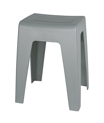 WENKO Taburete baño Kumba gris - Taburete, asiento-taburete, taburete de salón, Polipropileno, 38 x 47 x 32 cm, Gris