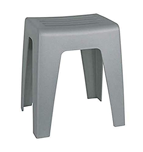 WENKO Taburete baño Kumba gris - Taburete, asiento-taburete, taburete de salón, Polipropileno, 38 x 47 x 32 cm, Gris