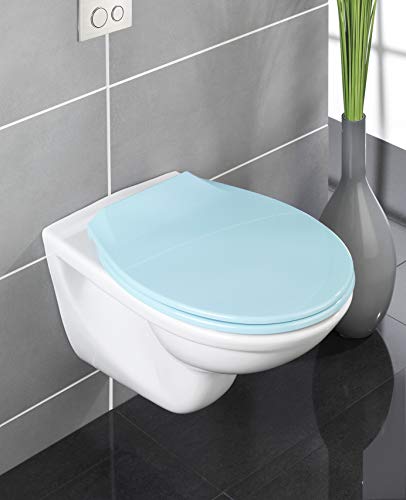 WENKO Tapa de WC Kos azul, Easy Close termoplástico - dispositivo automático de descenso, Thermoplast, 37 x 44 cm, Azul